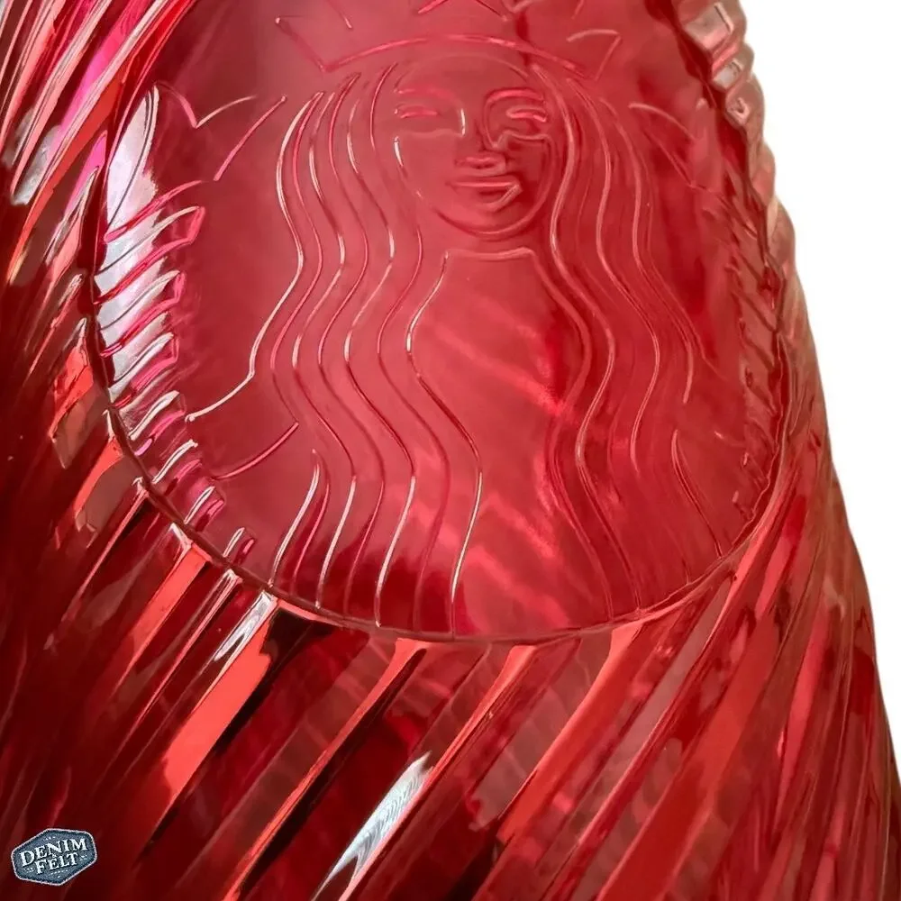 Starbucks Red‎ Swirl Plastic Cold Cup w/ Lid & Straw | 24 OZ | NEW!!